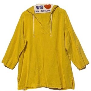 Westbound Linen-Cotton Hoodie Tunic Relaxed W XL Mustard Yellow Minor Flaw READ